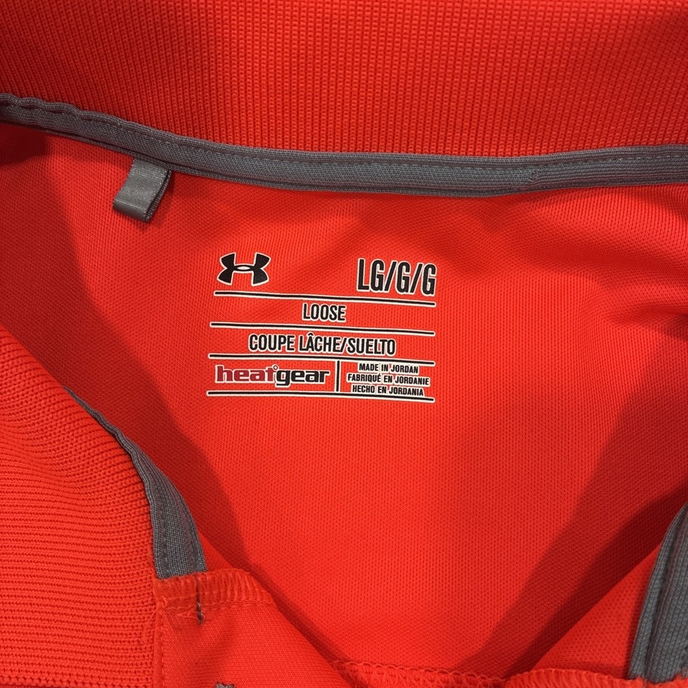 Under Armour Heatgear Polo Shirt Men's Large Loose Fit Short Sleeve Orange - Picture 5 of 13